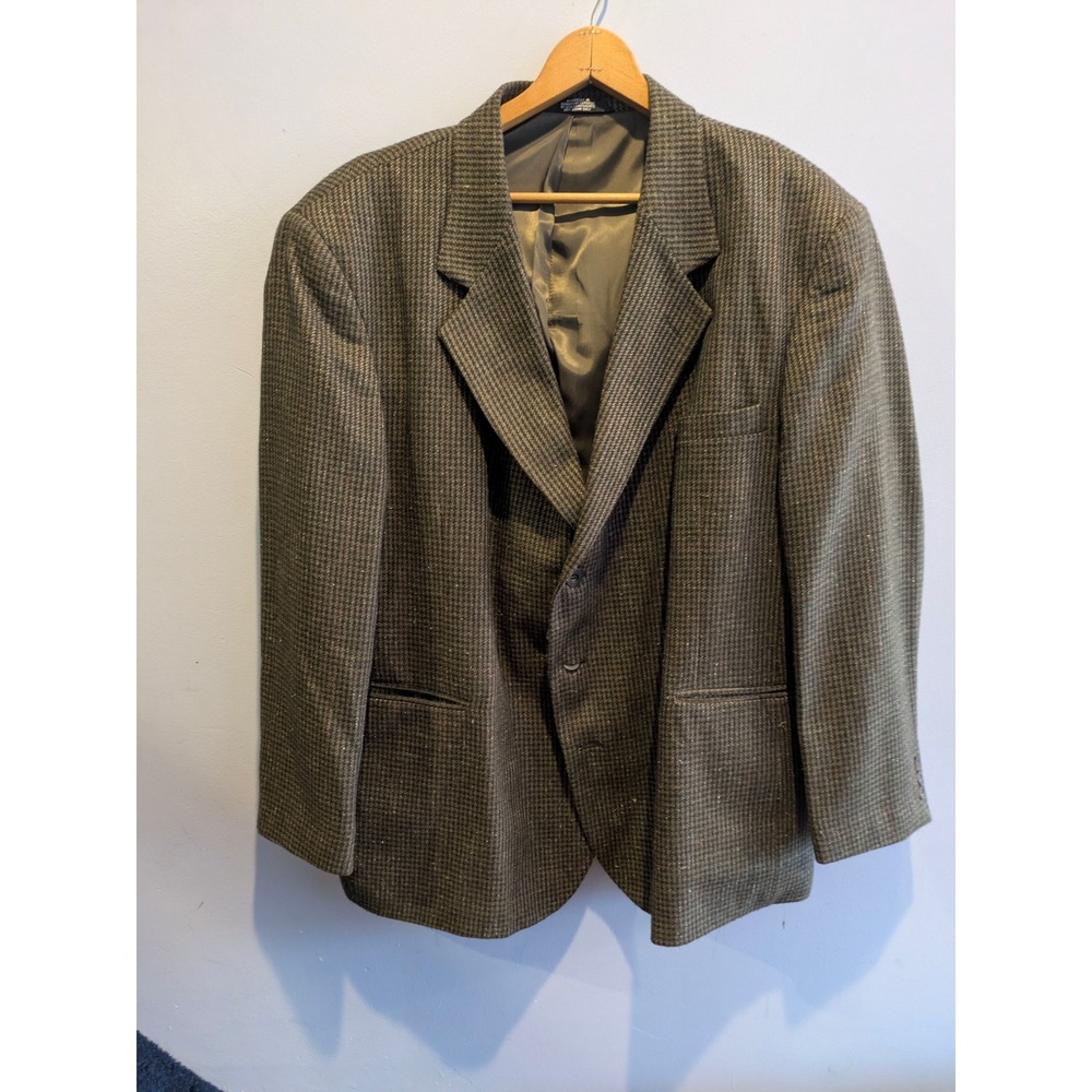 Towncraft Mens Matka Silk Sport Coat Blazer Gray Black Houndstooth Textured 46 L - Picture 1 of 7